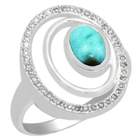 5*7 MM Oval - Larimar & Cz Rings - LRMR9