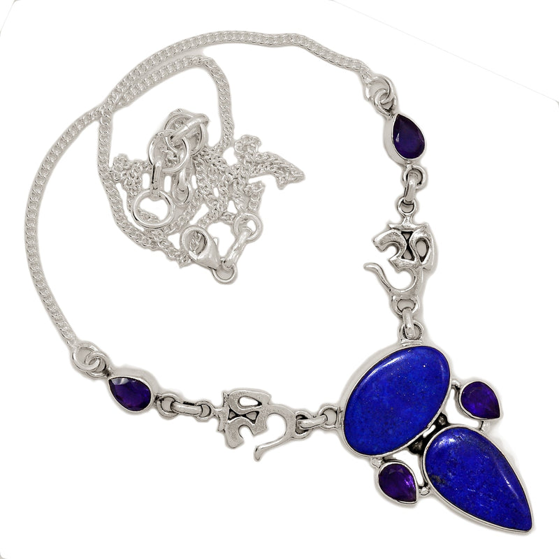 19.6" Lapis & Amethyst Faceted Necklaces - LPSN51