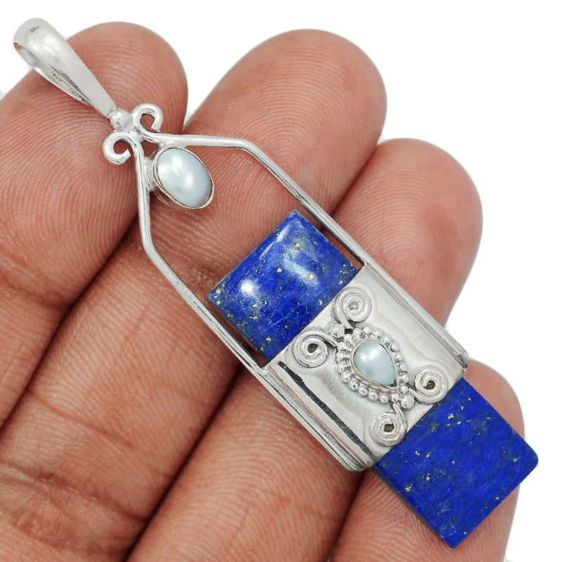 2.5" Lapis & Pearl Pendants - LPSP2742