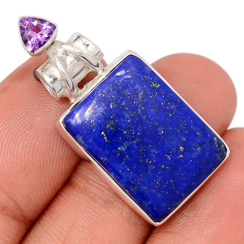 1.5" Lapis & Amethyst Faceted Pendants - LPSP2894