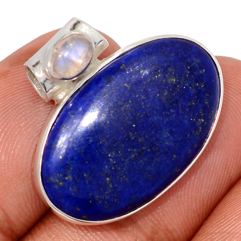 0.8" Lapis & Rainbow Moonstone Pendants - LPSP2896