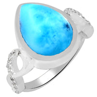 10*14 MM Pear - Larimar & Cz Rings - LRMR1