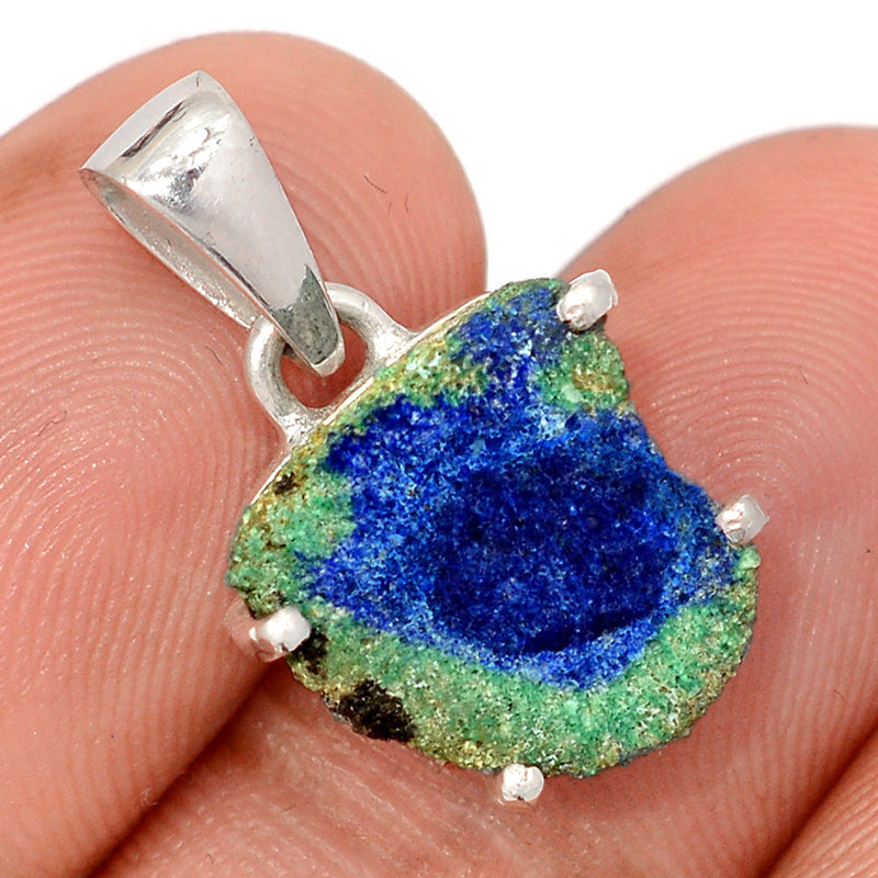 0.8" Claw - Azurite In Malachite Stalactite Slice Pendants - MASP16