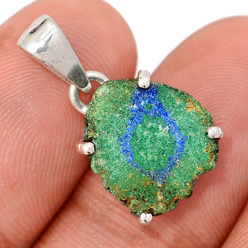 0.8" Claw - Azurite In Malachite Stalactite Slice Pendants - MASP3