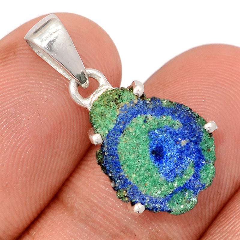 1" Claw - Azurite In Malachite Stalactite Slice Pendants - MASP7