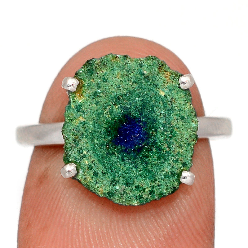 Claw - Azurite In Malachite Stalactite Slice Ring - MASR23