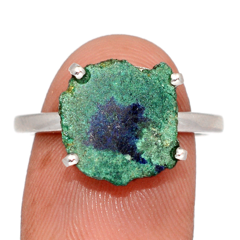 Claw - Azurite In Malachite Stalactite Slice Ring - MASR28
