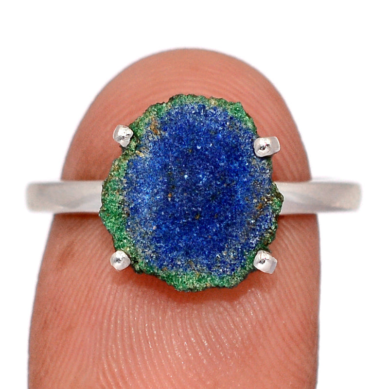 Claw - Azurite In Malachite Stalactite Slice Ring - MASR34