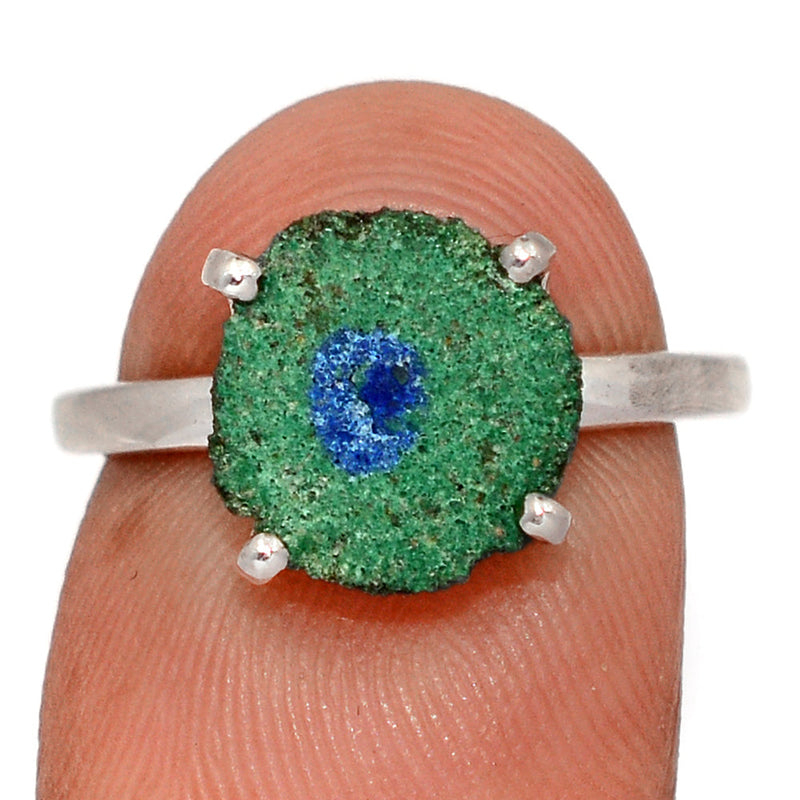 Claw - Azurite In Malachite Stalactite Slice Ring - MASR41