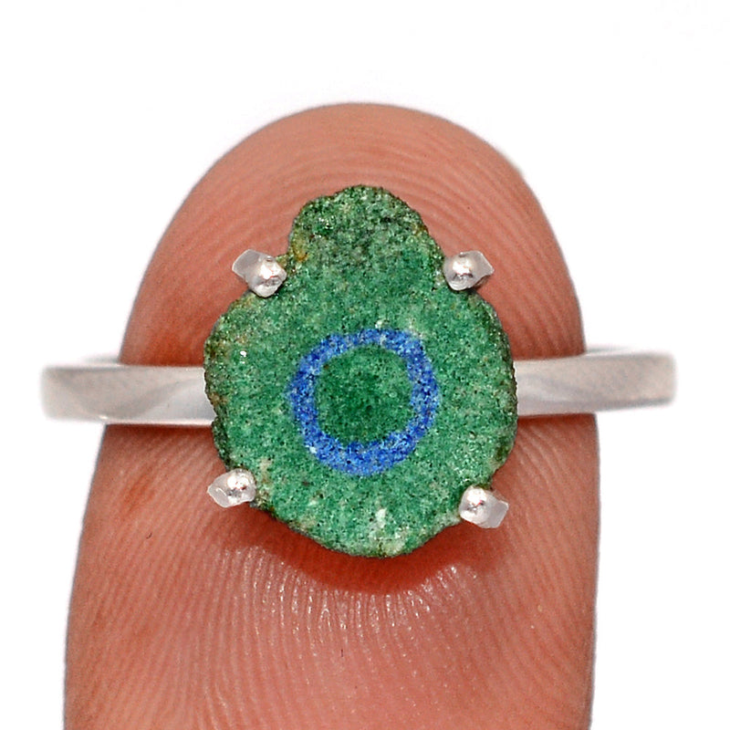 Claw - Azurite In Malachite Stalactite Slice Ring - MASR42