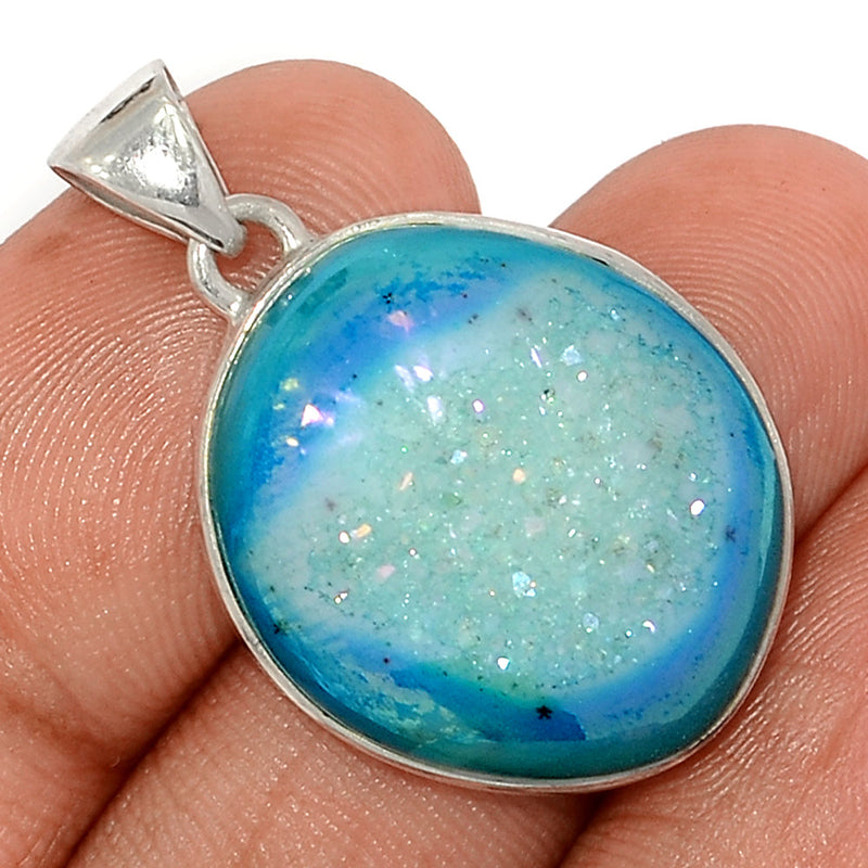 1.2" Marine Blue Aura Druzy Pendants - MBDP305