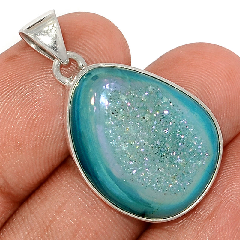 1.3" Marine Blue Aura Druzy Pendants - MBDP307