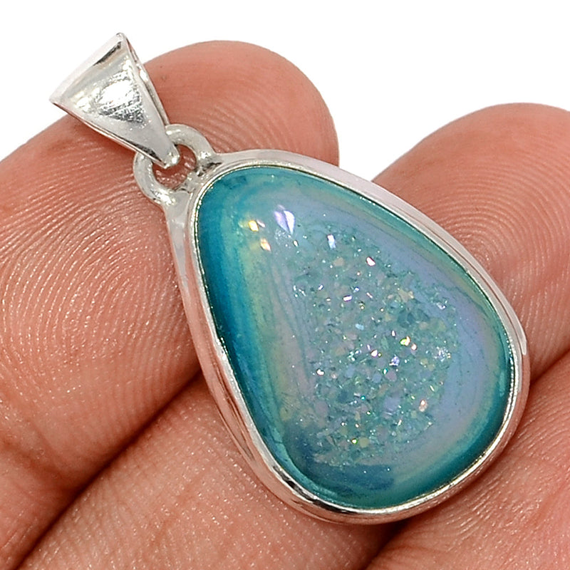 1.2" Marine Blue Aura Druzy Pendants - MBDP314