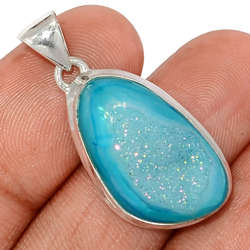 1.3" Marine Blue Aura Druzy Pendants - MBDP319