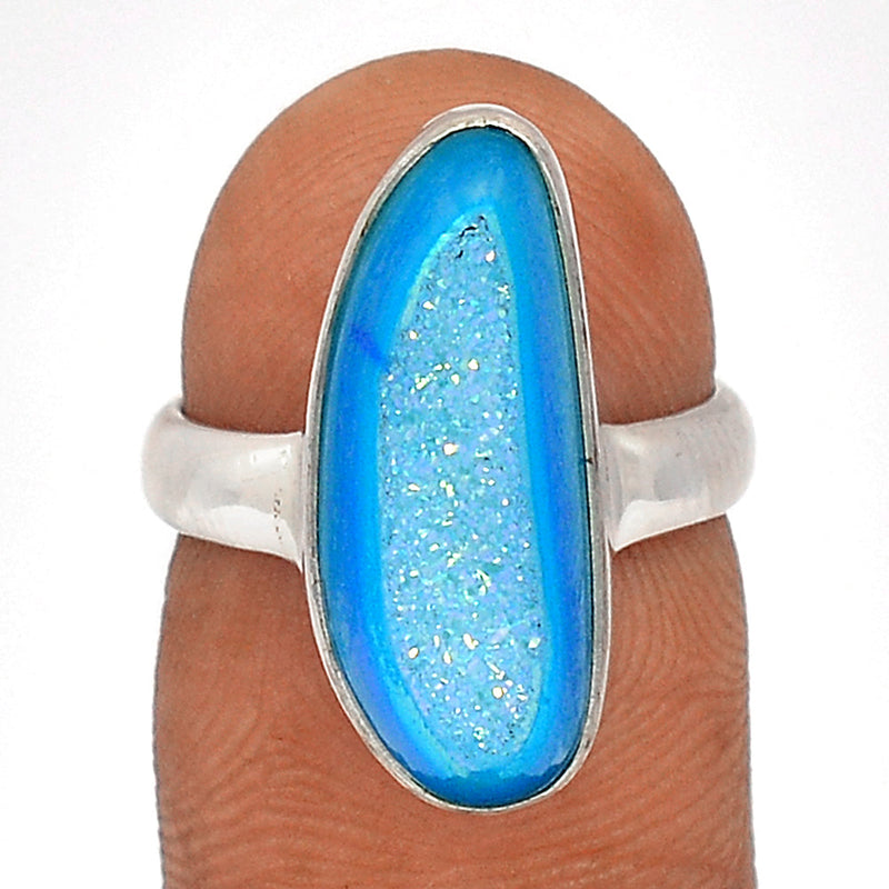 Marine Blue Aura Druzy Ring - MBDR231