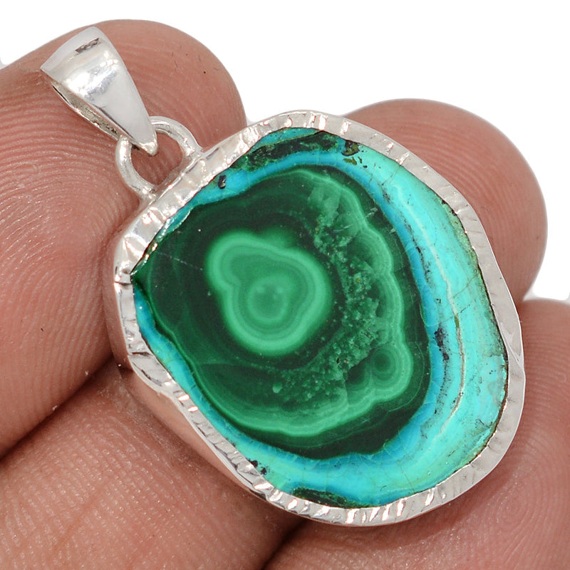 1.3" Malachite In Chrysocolla Slice Pendants - MCSP18