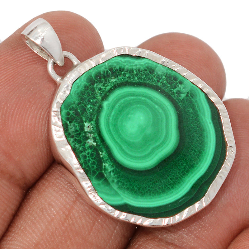 1.5" Malachite In Chrysocolla Slice Pendants - MCSP1