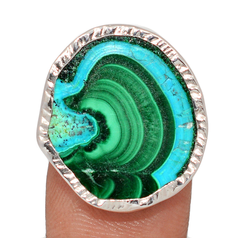 Malachite In Chrysocolla Slice Ring - MCSR6
