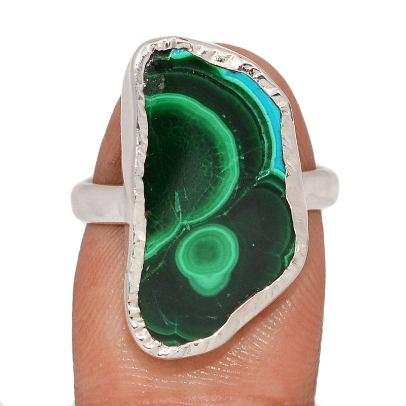 Malachite In Chrysocolla Slice Ring - MCSR7