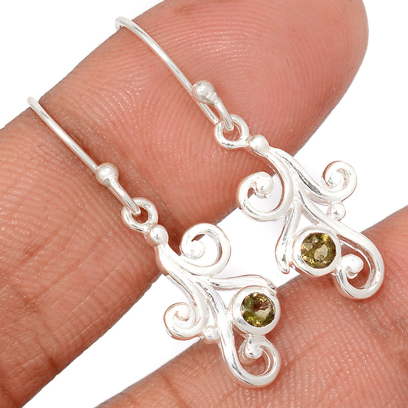 1.3" Designer - Moldavite Faceted Earrings - MDFE126