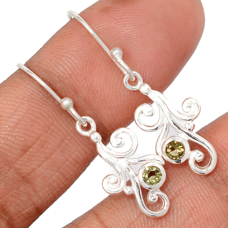 1.3" Designer - Moldavite Faceted Earrings - MDFE127