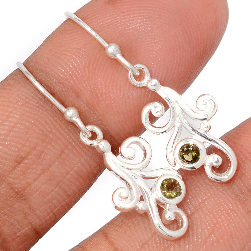 1.3" Designer - Moldavite Faceted Earrings - MDFE128