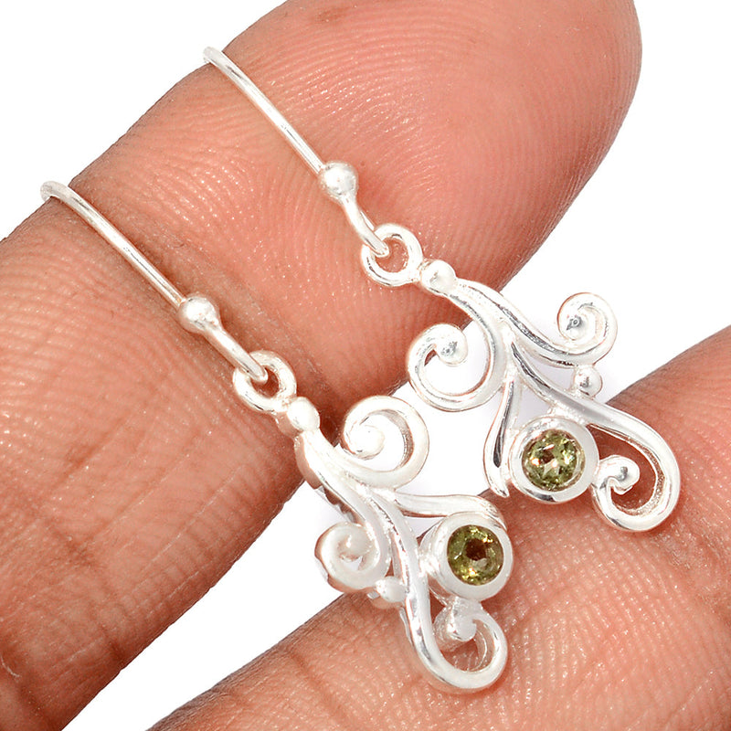 1.3" Designer - Moldavite Faceted Earrings - MDFE129