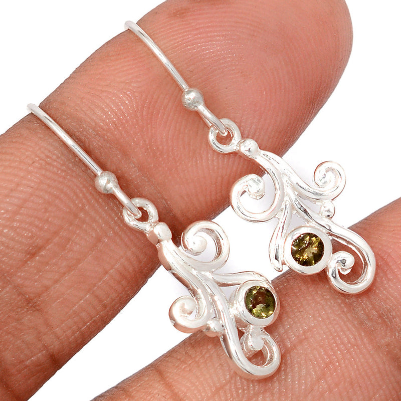 1.3" Designer - Moldavite Faceted Earrings - MDFE130