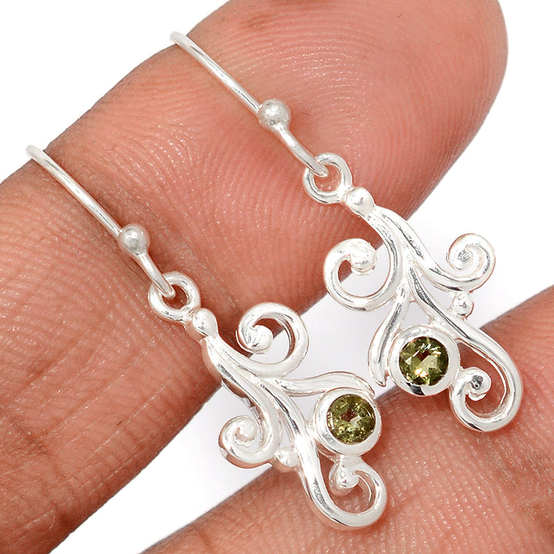 1.3" Designer - Moldavite Faceted Earrings - MDFE131