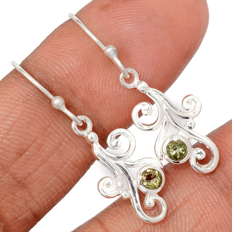 1.3" Designer - Moldavite Faceted Earrings - MDFE132