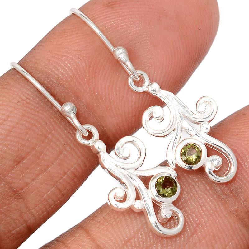 1.3" Designer - Moldavite Faceted Earrings - MDFE133