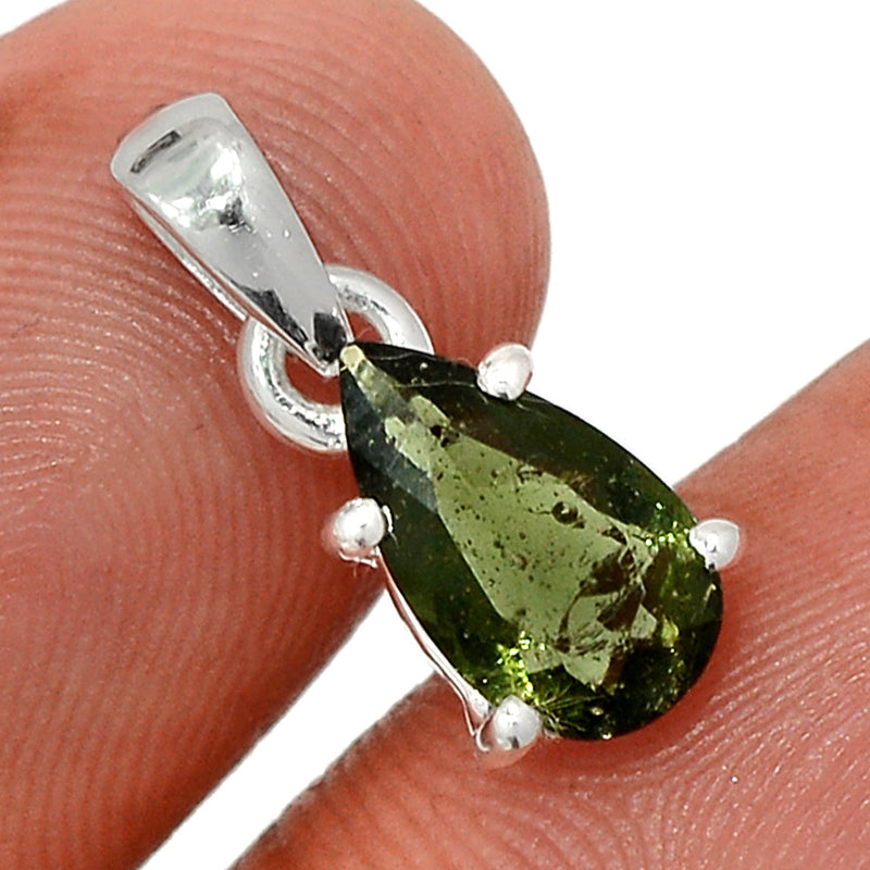 0.6" Claw - Moldavite Faceted Pendants - MDFP174