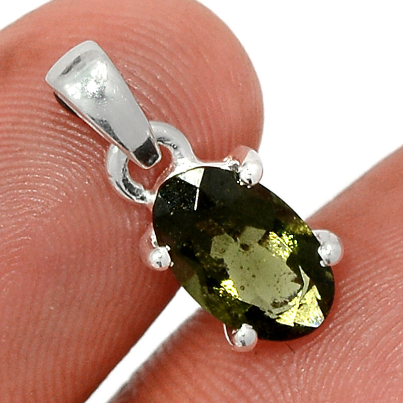 0.7" Claw - Moldavite Faceted Pendants - MDFP180