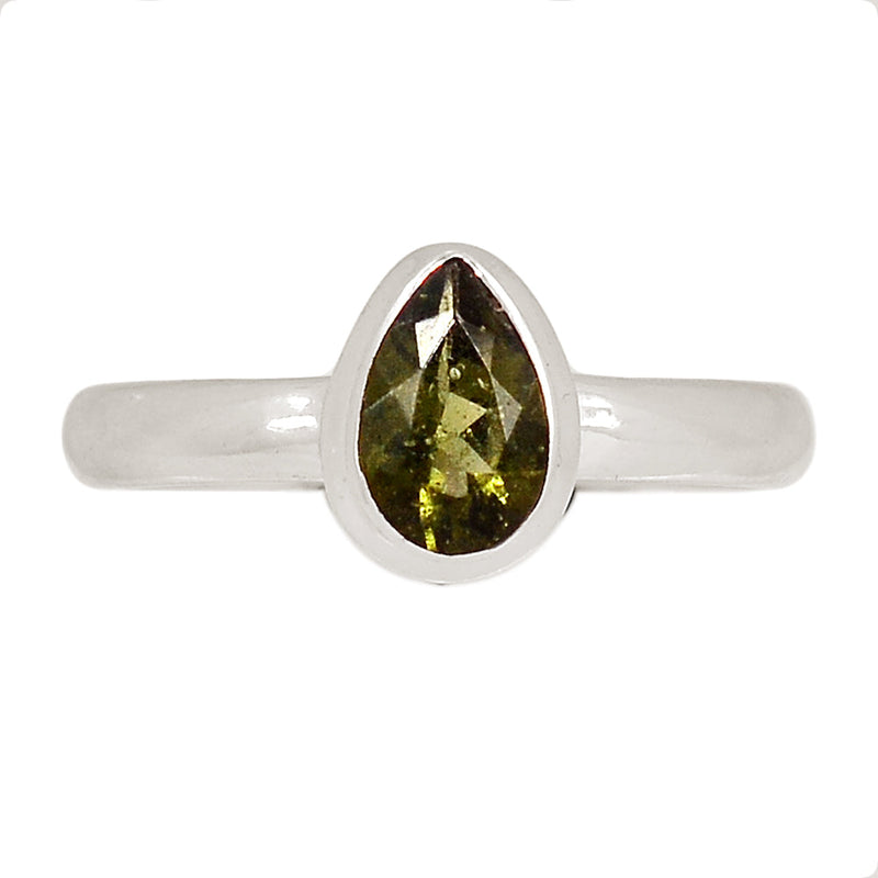 Moldavite Faceted Ring - MDFR90