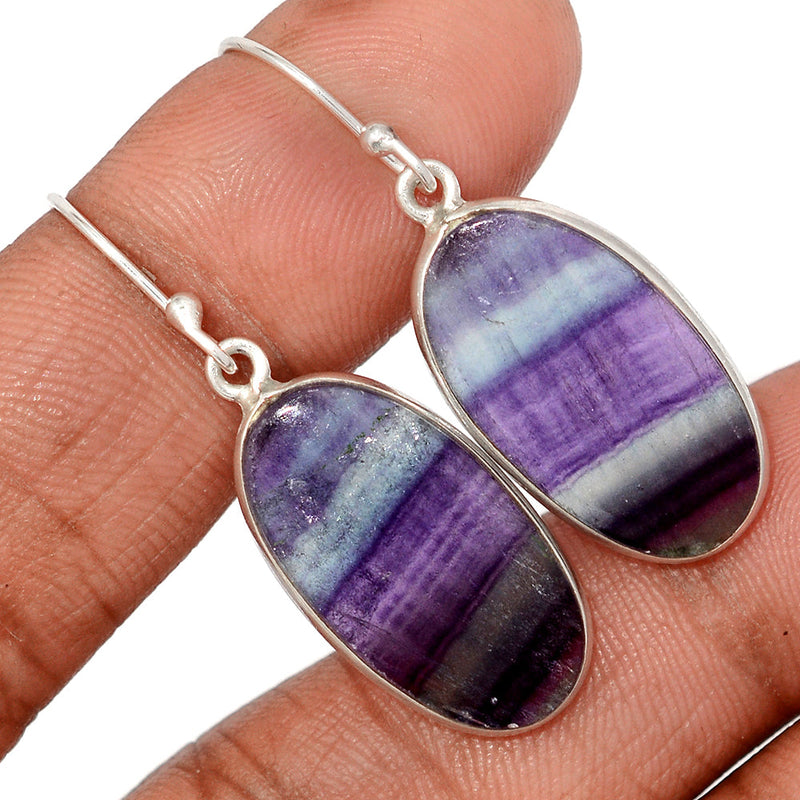 1.6" Lip Setting - Rainbow Fluorite Earrings - MFCE226