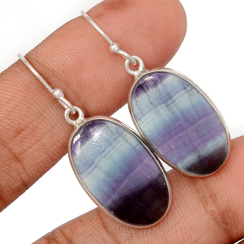 1.6" Lip Setting - Rainbow Fluorite Earrings - MFCE239