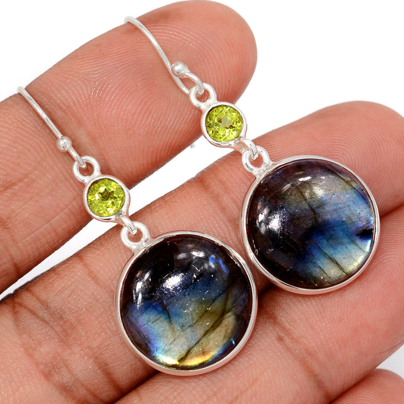 1.7" Multi Fire Labradorite & Peridot Earrings - MFLE172