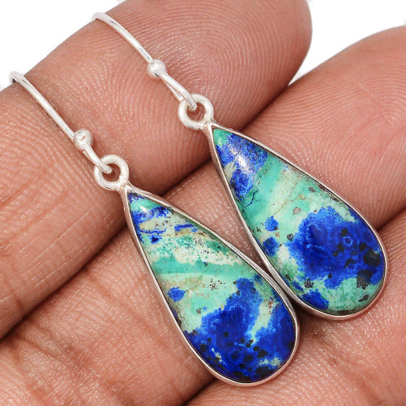 1.6" Designer - Azurite In Malachite Earrings - MIAE77