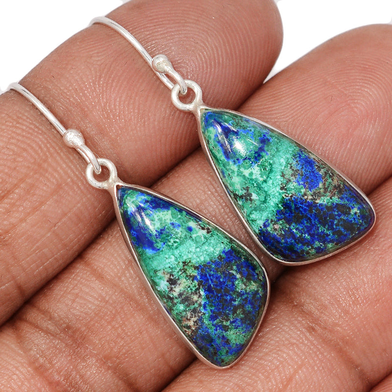 1.5" Designer - Azurite In Malachite Earrings - MIAE78