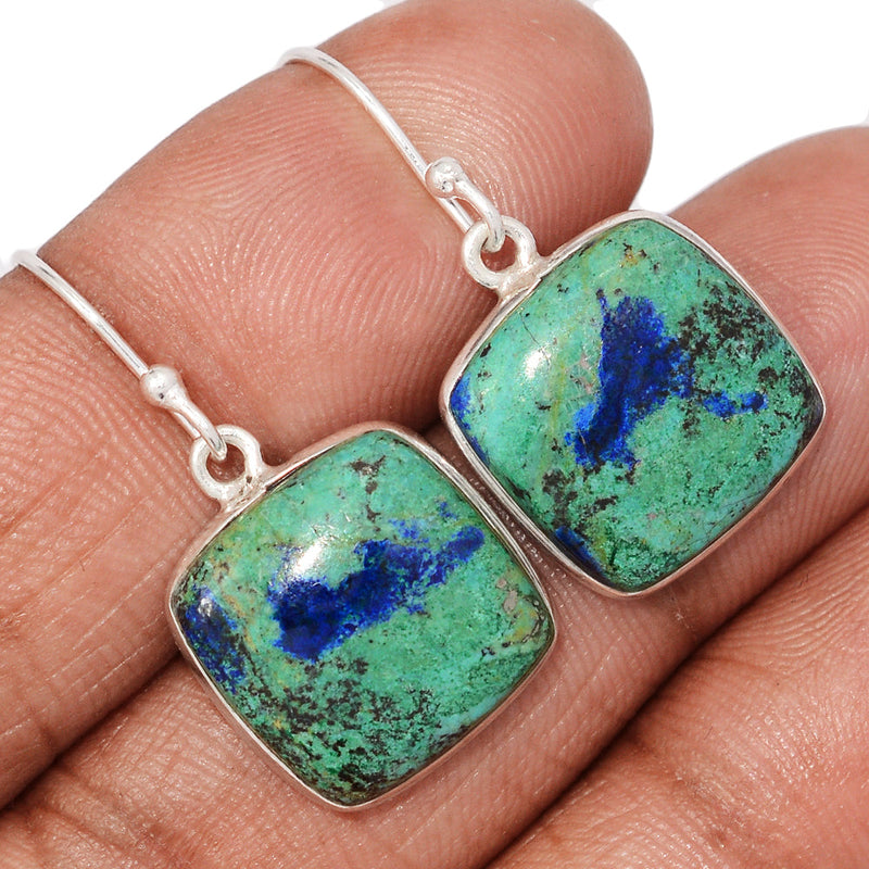 1.2" Designer - Azurite In Malachite Earrings - MIAE81
