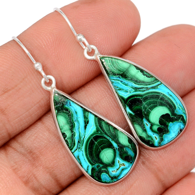 1.7" Malachite In Chrysocolla Earrings - MICE1002