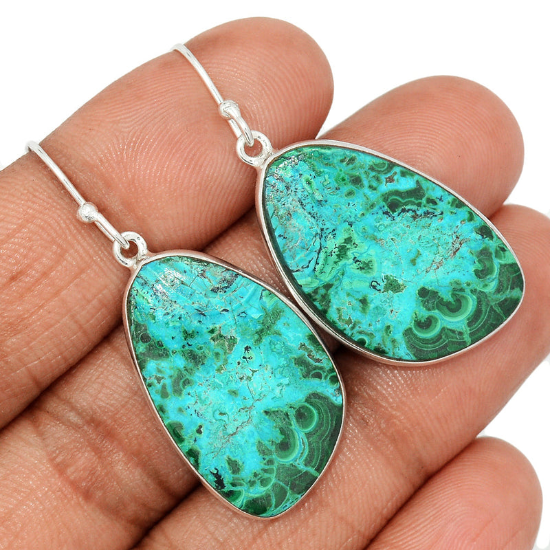 1.7" Malachite In Chrysocolla Earrings - MICE857