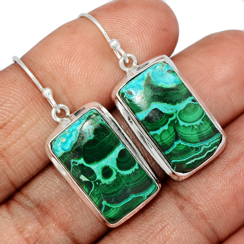 1.5" Malachite In Chrysocolla Earrings - MICE865