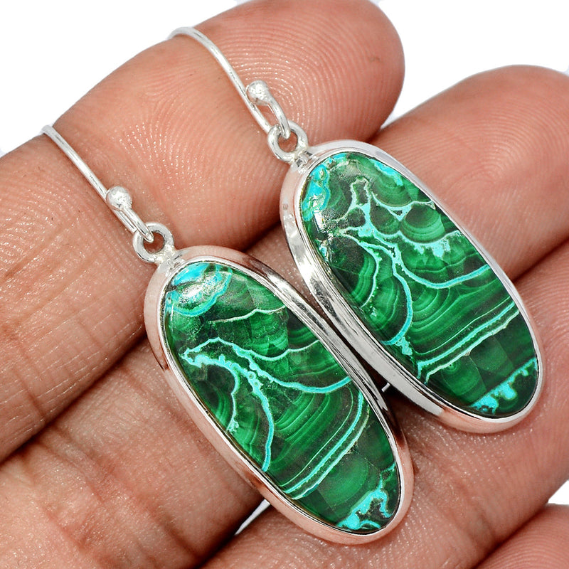 1.7" Malachite In Chrysocolla Earrings - MICE875