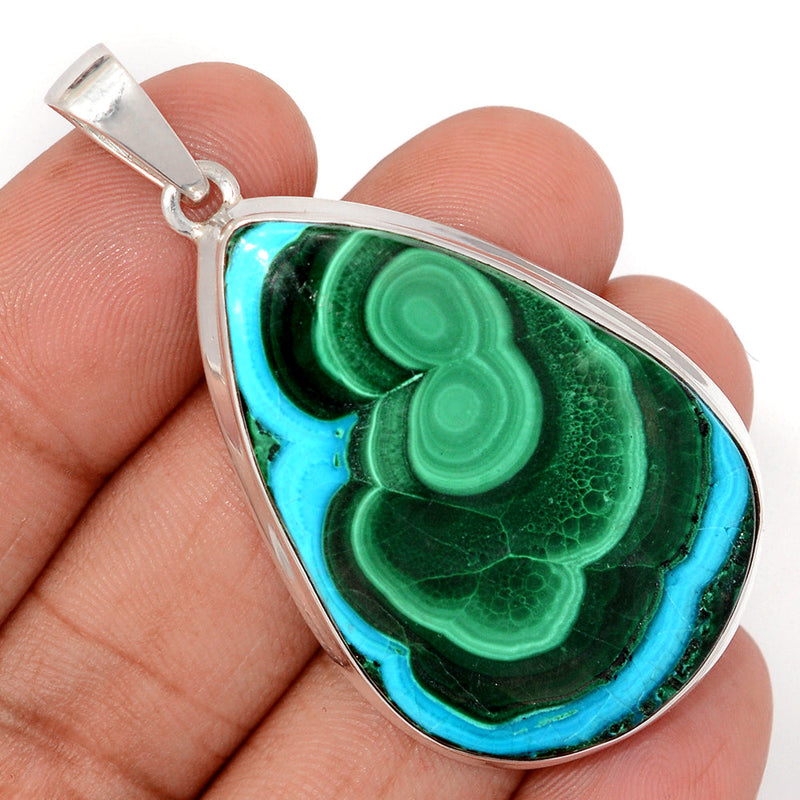 2.2" Large Piece - Malachite In Chrysocolla Pendants - MICP2002
