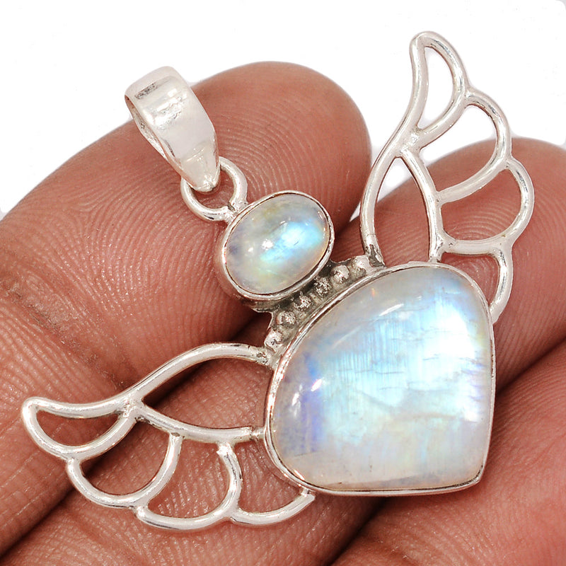3.3" Angel - Raibnow Moonstone Pendants - MIXP129