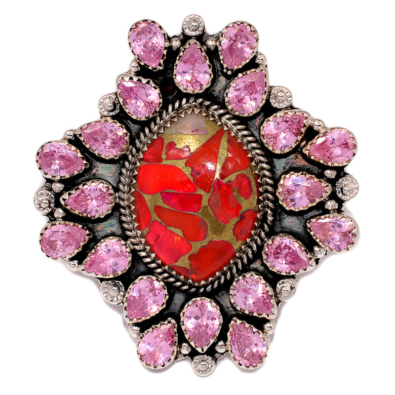 Jumbo - Carnelian In Copper & Rhodolite Garnet Rings - MIXR639 Weight 38.00g