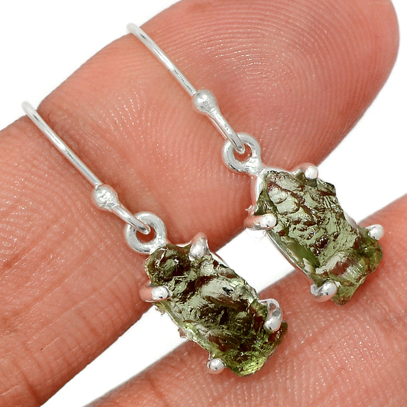 1.1" Claw - Moldavite Earrings - MLDE195