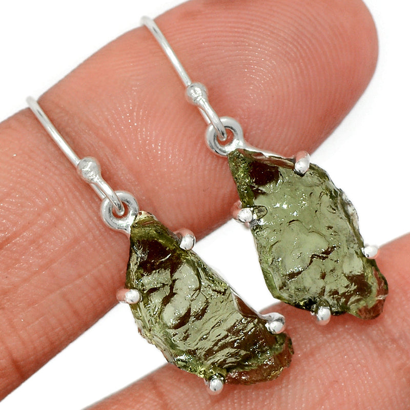 1.3" Claw - Moldavite Earrings - MLDE198