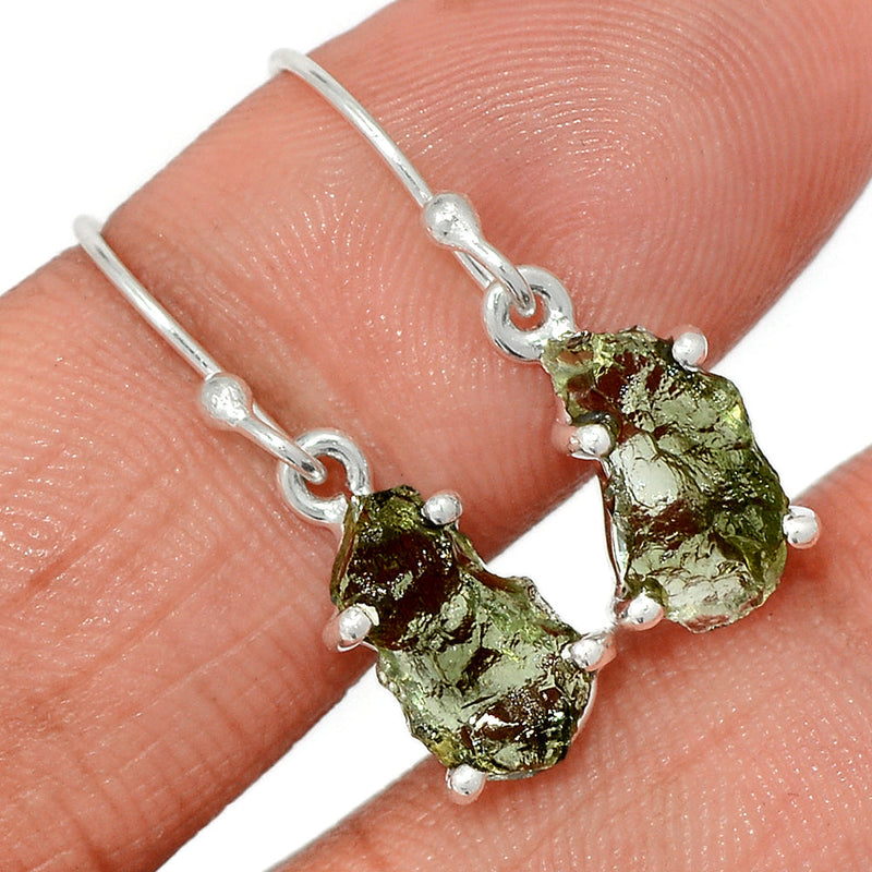 1.1" Claw - Moldavite Earrings - MLDE199